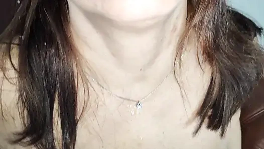 Stepson Caught His Stepmother Having Sex with Her Penis and Fucked Her Himself, Finishing Abundantly