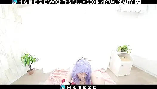 Seksi Japon kız Cocona Himekawa sanal gerçeklikte erkek arkadaşını memnun ediyor.