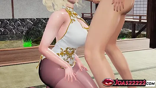 Elf Syndra in Nylon 3D-Animation - Genießen Sie Frenulum lecken für großen schwanz, stehender handjob streicheln und halsfick