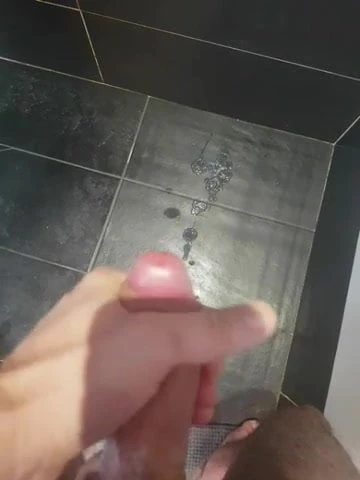 Big cumshot in the shower