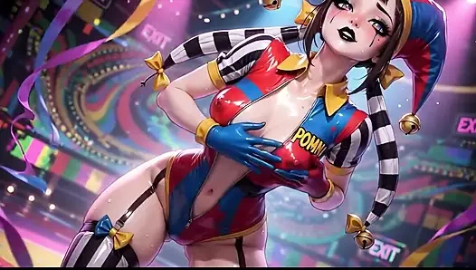 Девушка-клоун, покрытая мясистой спермой - Ahegao и игра сисек, подборка