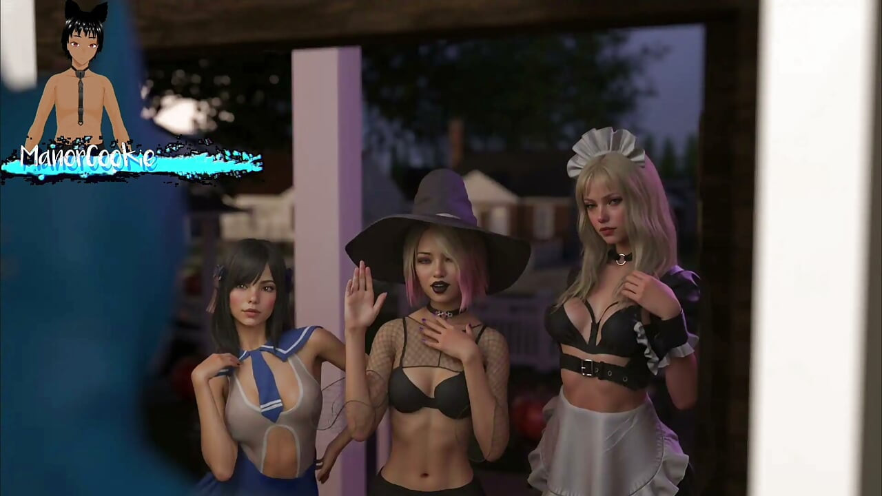 Trick Or Tease - 三个穿着服装的漂亮女士渴望鸡巴来舔、品尝、口交和性交