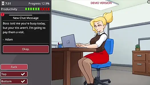Office girl with big boobs and big ass barely working