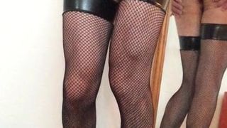 CD sissy legs kinky stockings play crossdresser
