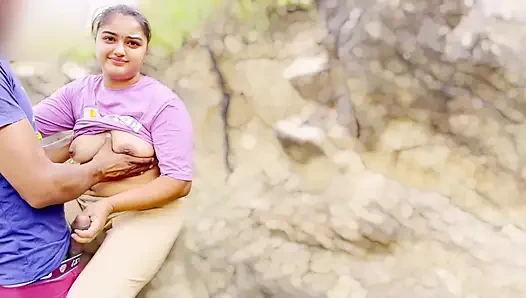 Cute school gril fuck her tight pussy in jungle outdoor xxx video, viral mms