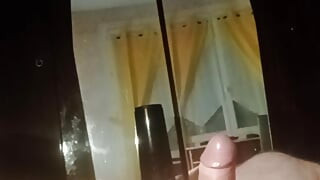 Dude jerks off, moans and cums
