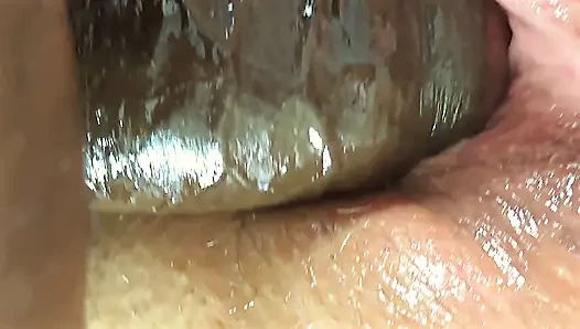 Cewek gemuk ini memeknya dicrot sperma sampai banjir setelah ngentot lebar-lebar sampai lubangnya menganga lebar - close up - jamdown26