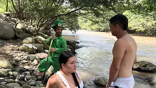 Mysterious magic goblin makes me fuck my big ass stepsister in exchange for letting us out of her magical river