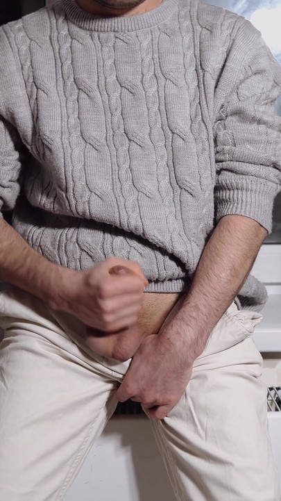 Emotional moment from "A young guy jerks off his dick and cums loudly"