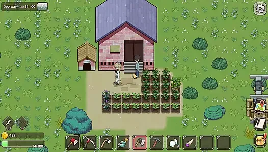 Village Rhapsody - inek bir kızın edepsiz büyük göğüslerini sağıyor