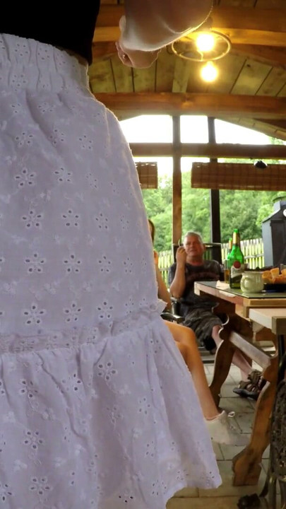 Sexy and Hot Tight Pussy Girls having a party Outdoors at the Garden No Panties and with Thongs in Miniskirt and Summder Dresses | Clip 1