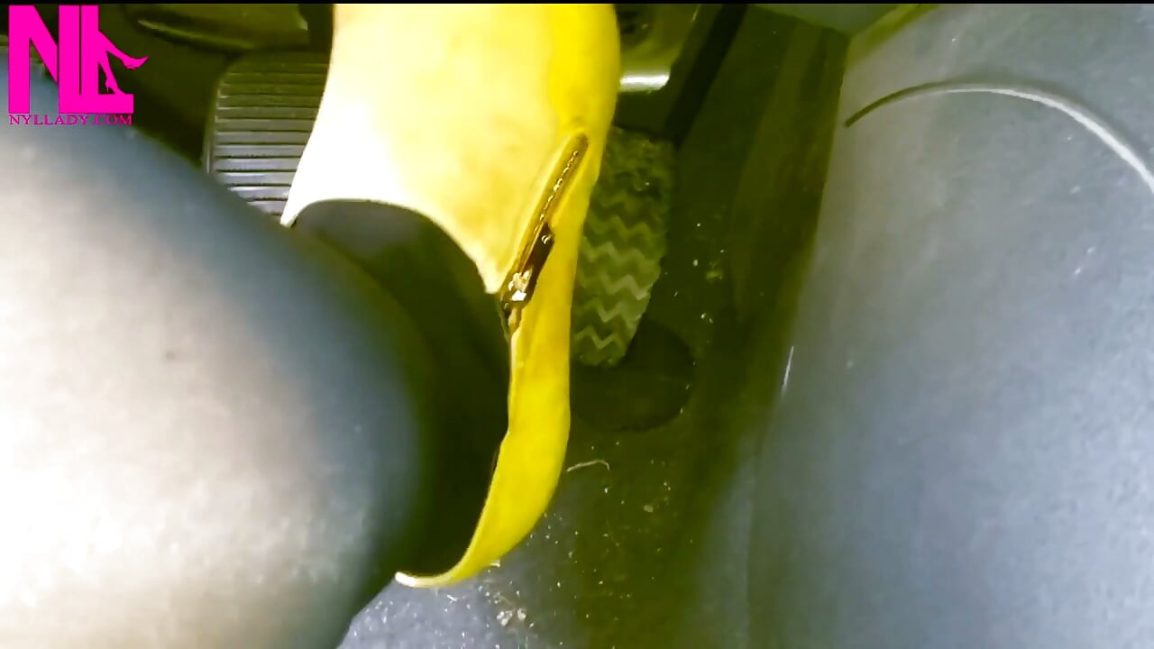 Soft Revving in Yellow Boots and Black Pantyhose