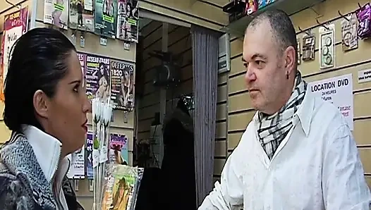 France Babe Eating Cum in Sex Store