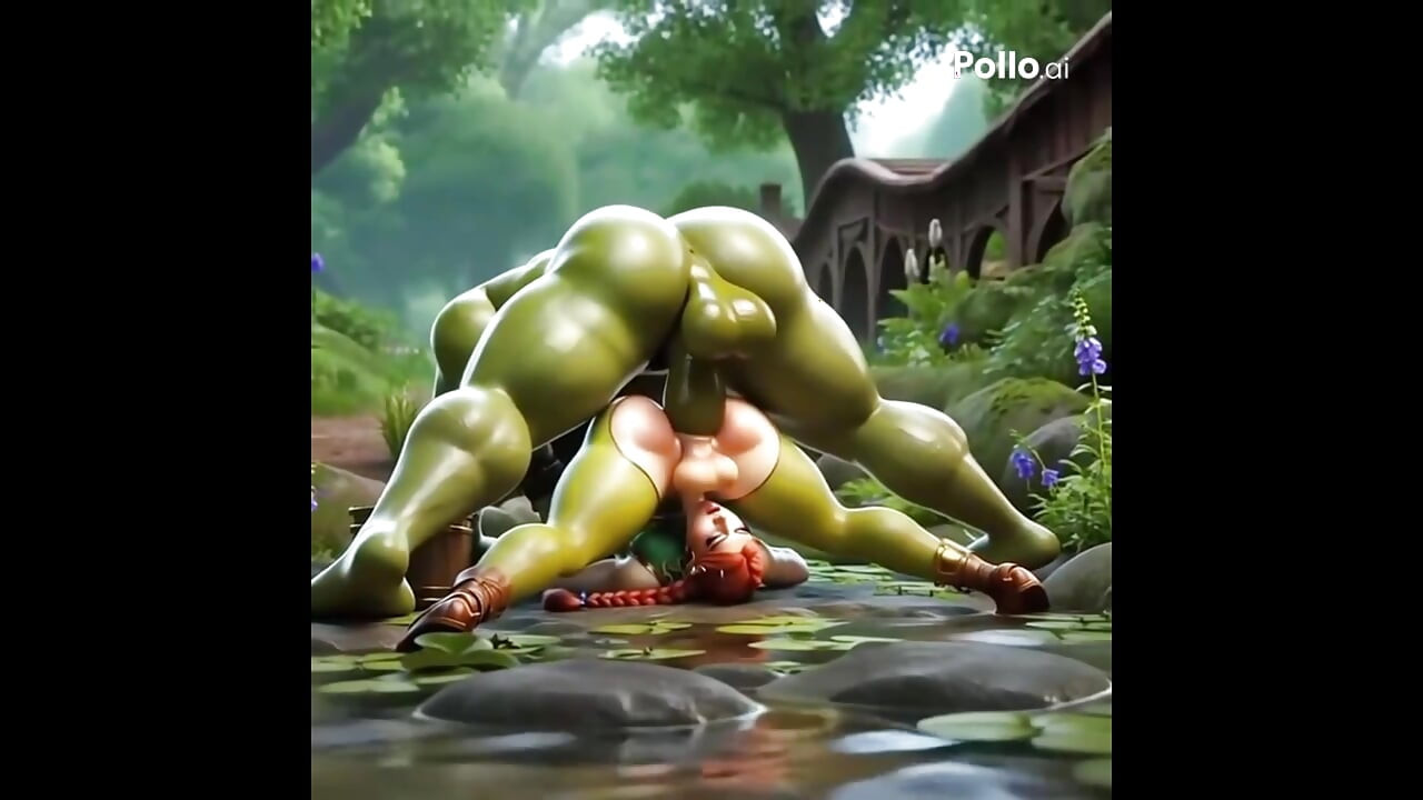 Yapay zekalı Fiona Shrek Futa Ogre bataklıkta aldatıyor seks partisi