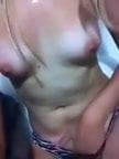 blonde girl fingers herself