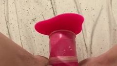 Step Daddys babygirl fucks herself with her dildo which is to big