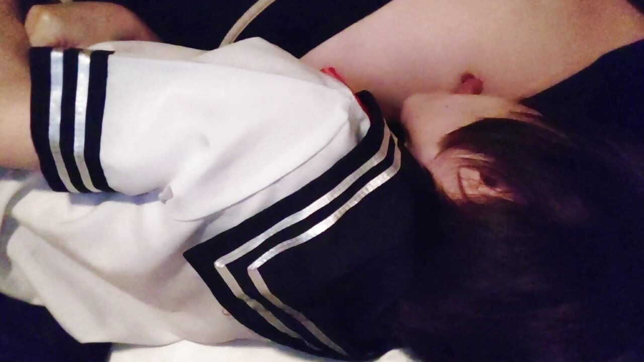 Creampie on a Girl in a Sailor Suit, Amateur Photography, Cosplay, Blowjob, Cunnilingus, Fingering