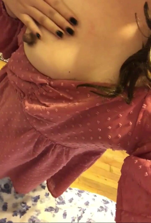 Playing With Nipple Wearing Pink Dress