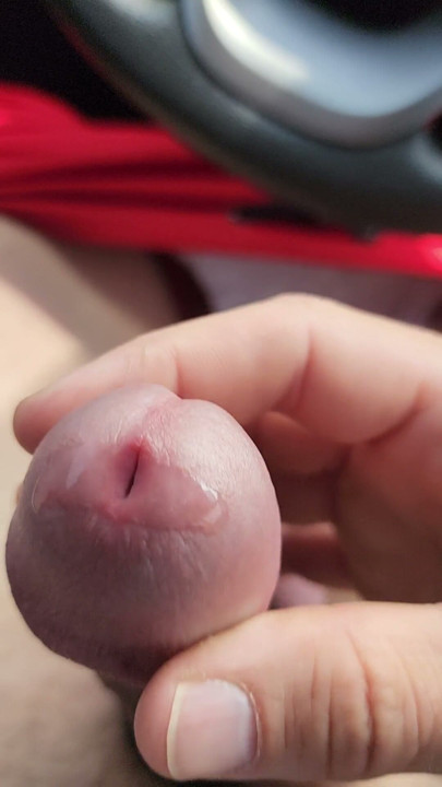 Hot guy jerking off and precumming close up super mushroom cock in public parking lot | Clip 3