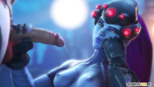 Sexy Overwatch heroes give blowjobs and fuck hard