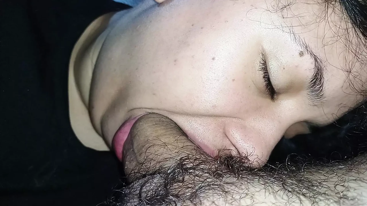 Soft hand and wet mouth sliding and jerking horny cuckold cock
