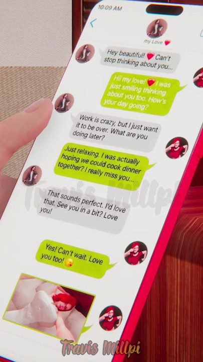She texts her husband about meeting up later... while secretly hooking up on the beach motel.