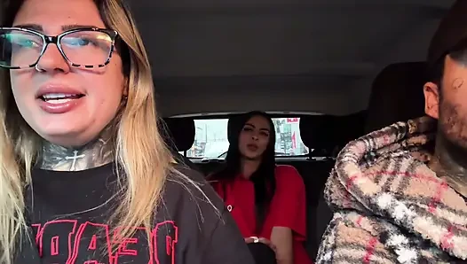 The Brazilian gas station attendant accepted to be a porn actress and showed her breasts in the moving car