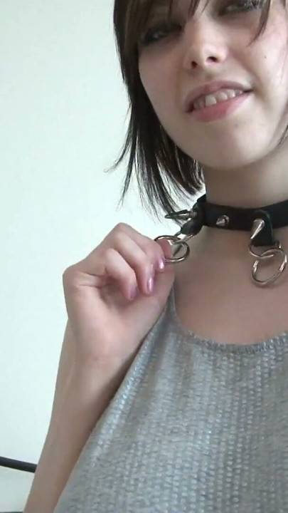 This naughty school girl in grey t-shirt wants to get undress | Clip 2