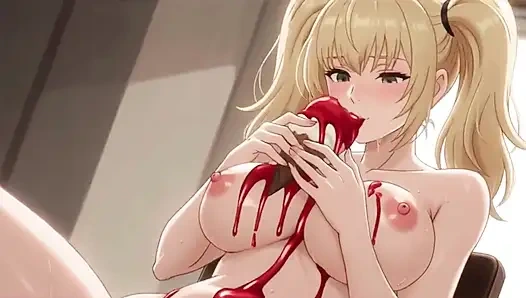 Провокационные соблазняющие мороженое: липкие капли на сиськи, живот и киску, сгенерированные Ai