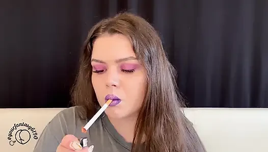 Purple Smoke Seduction: Close-up Vaping & Smoking