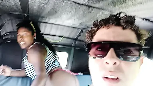 I take my stepsister in my car but she starts touching herself inside the car