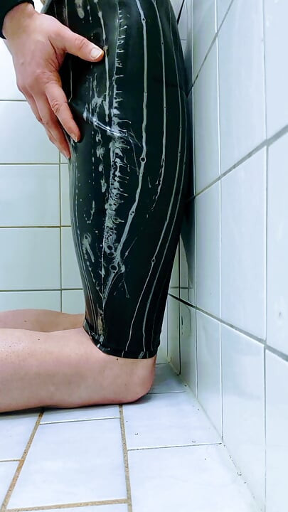 Erika Oak Cums in Latex Skirt