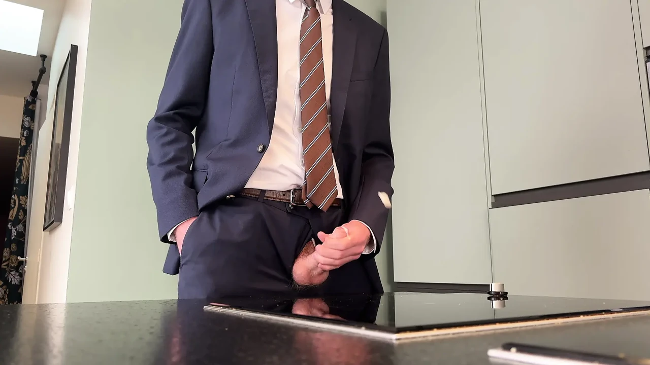 Businessman masturbating before going to office