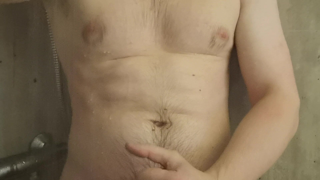 scandi queer guy jerking off in shower