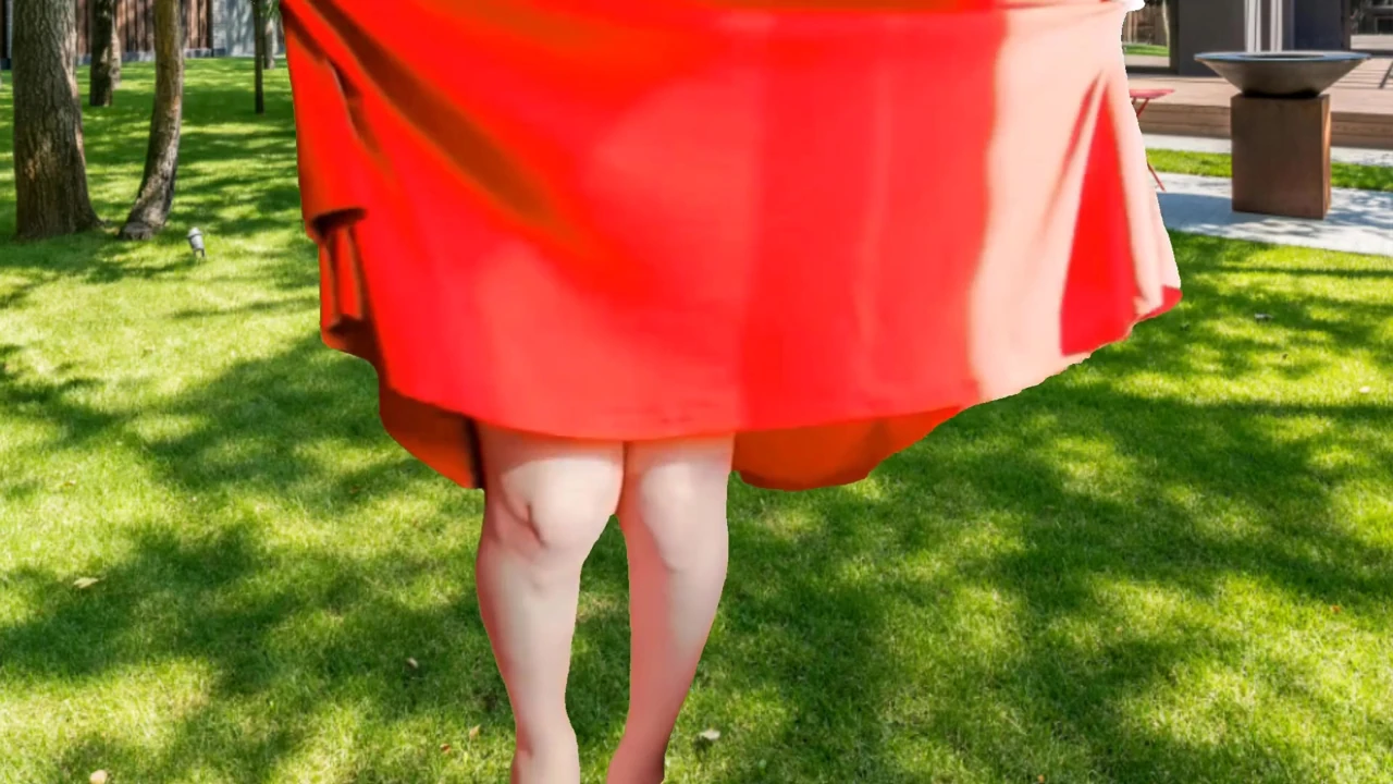 XX Red Dressed Outdoor Blonde Bubble Butt Smooth Ass Delicious Booty Pretty Legs