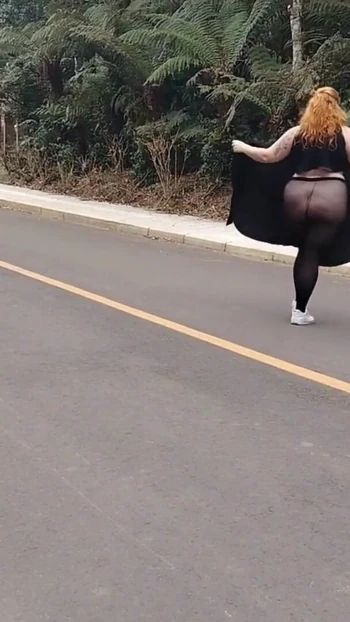 Key moment from "My stepmother in transparent pants without panties showing off on the street."