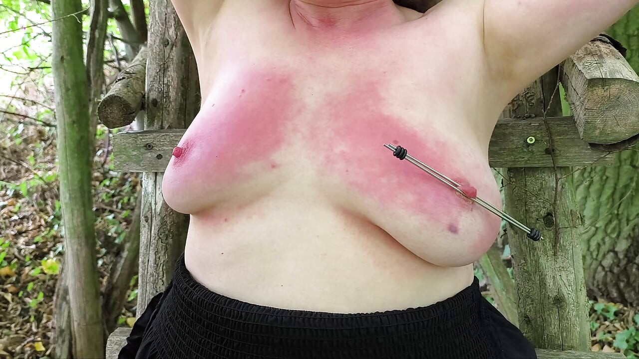Red breasts with nipple braces