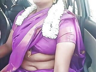 Telugu hablar sucio, tía sexy en un sari con un conductor de auto? Video completo