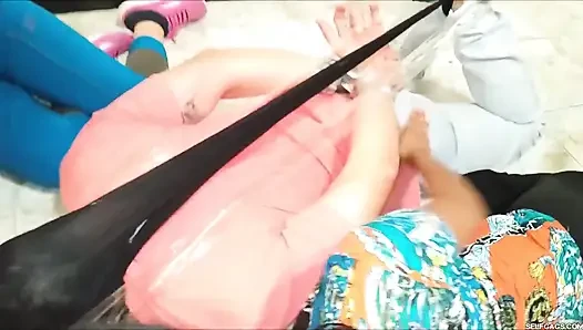 Becoming the Latina Trio's Pantyhosed Bondage Boy-toy