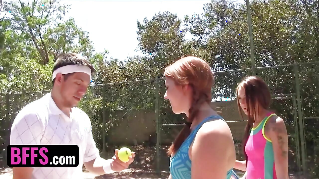 BFFS - Horny Tennis Coach Lifts His Students' Mini Skirts And Pounds Their Wet Pussies On The Field