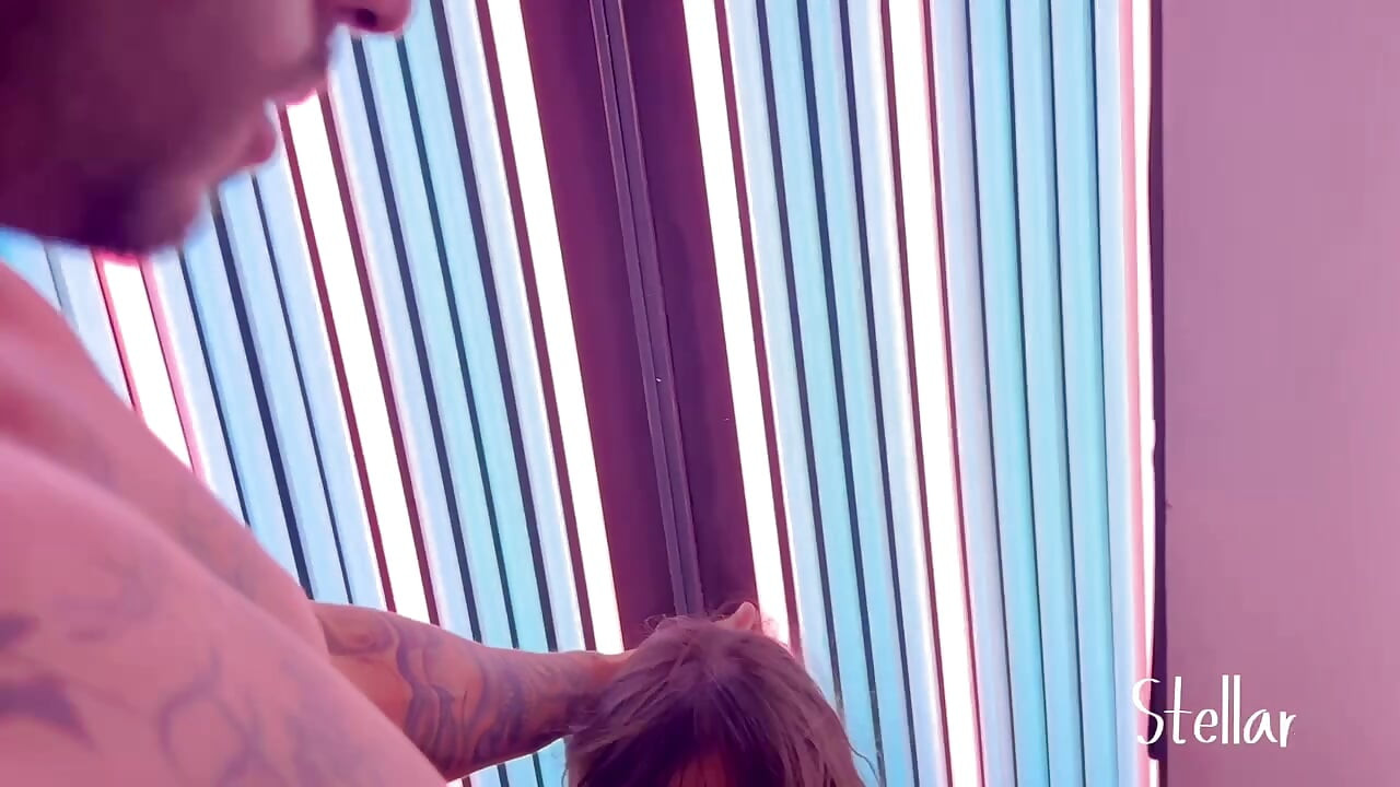 Fucking Inside the Tanning Booth Until I Get a Load in My Mouth