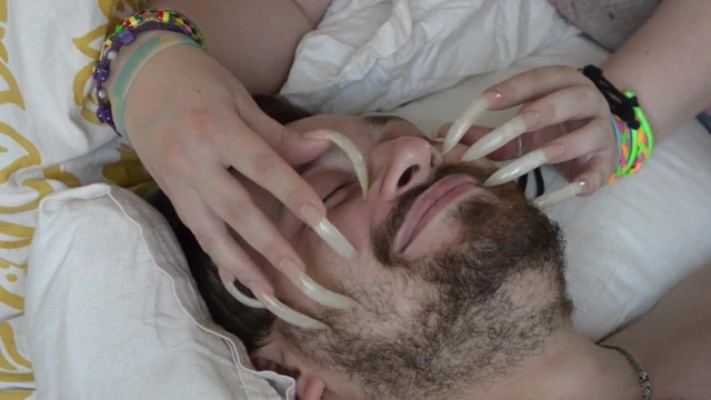 face scratching with long sharp nails
