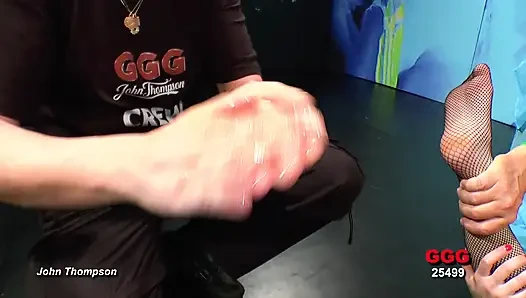 Ggg - Fishnet Blonde Spread Wide for Hard Pounding