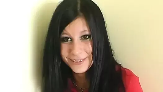 Dark haired German slut gets her amazing body sprayed in POV