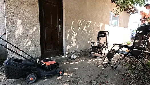 Klare sandalen, wichsen, mower & sperma auf meinem schuh, outdoor-fetisch, wichsanleitung