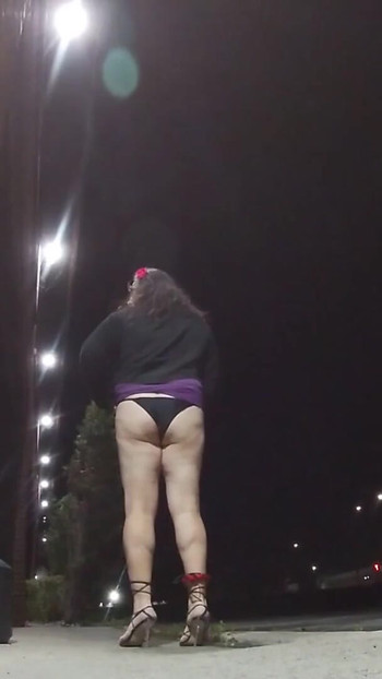 Spectacular moment from "Mature sissy CD suirks in public at midnight"