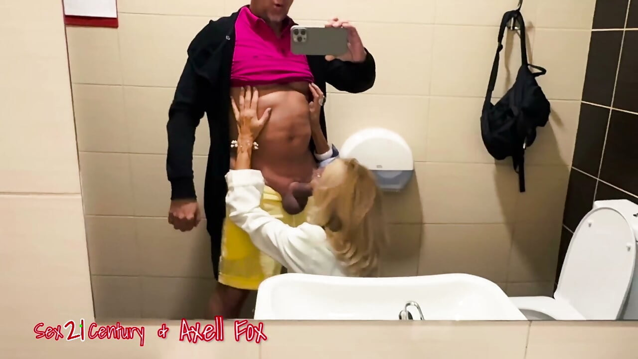 Sex in the Toilet. French Blonde MILF Axell. Fetish Blowjob. Deep Throat. Rimjob. Real Live Video.
