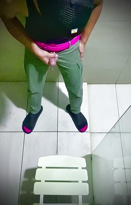 Teen asian boy in bathroom
