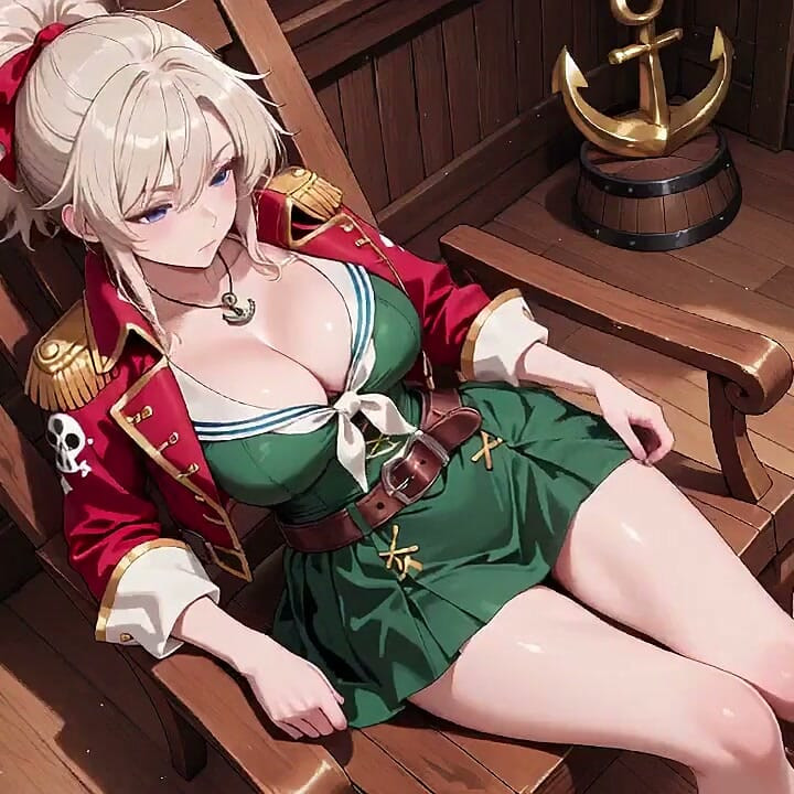Blonde Goddess Lounging in Sun-drenched Ship Quarters, Hip-checking and Skirt-lifting for Pure Heat