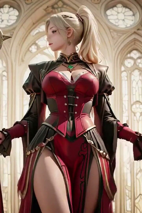 Red & Black Armor Witch! Forbidden Casting in the Gothic Library.